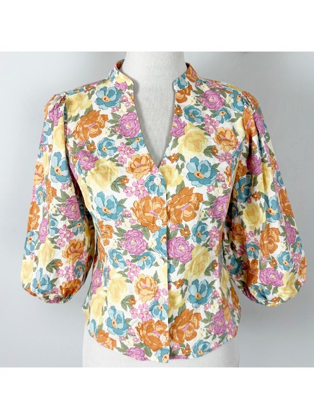 Women's Boho Spring‎ Floral Fitted Top Cottagecore Colorful Size Small